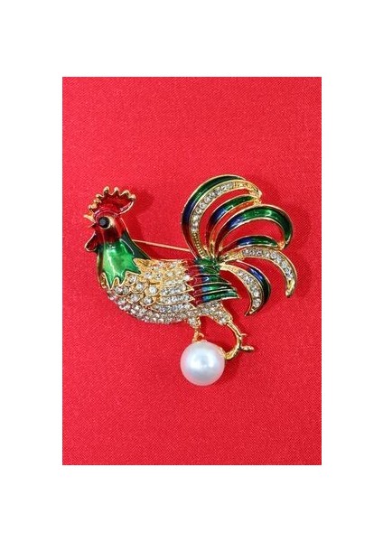 Horoz Broş. Taşlı Tasarım Incili Horoz Broş. Yaka Iğnesi Broş. Kadın Broş. Broş. Erkek Broş. Unisex modelleri