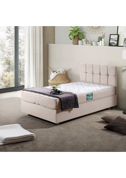 Berlin Tek Kişilik Baza Başlık Comfort Yatak Seti - Krem
