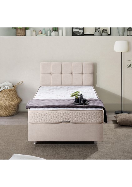 Berlin Tek Kişilik Baza Başlık Comfort Yatak Seti - Krem
