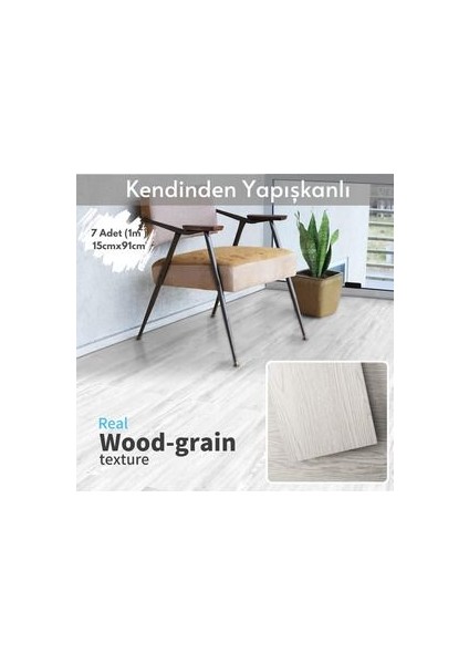 Kendinden Yapışkanlı Lvt Laminant Görünümlü Zemin Kaplama Mutfak Karo 7ADET 15CM×91CM