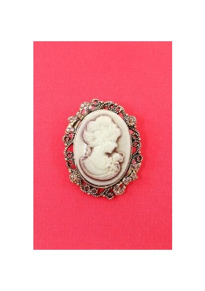 Cameo Vintage Broş. Taşlı Tasarım Cameo Vintage Broş. Yaka Iğnesi Broş. Kadın Broş. Broş