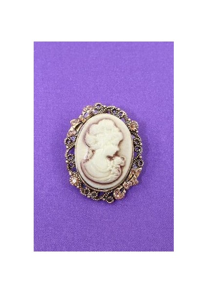 Cameo Vintage Broş. Taşlı Tasarım Cameo Vintage Broş. Yaka Iğnesi Broş. Kadın Broş. Broş fırsatları