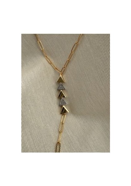 Sallantılı Taşlı Üçgen Ataç Kolye fiyatları