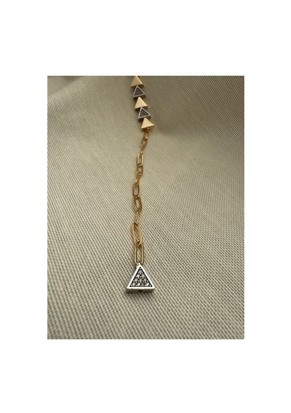 Sallantılı Taşlı Üçgen Ataç Kolye modelleri