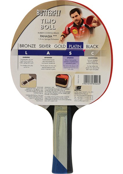 Timo Boll Platin Unisex Masa Tenisi Raketi Kırmızı / Siyah