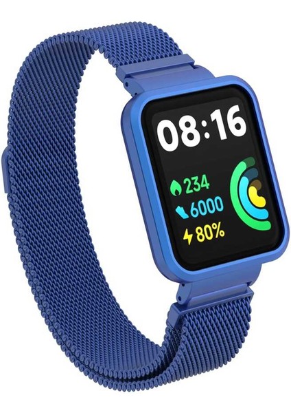 Xiaomi Redmi Watch 2 Lite Uyumlu Krd-58 Metal Kordon Zore - Mavi