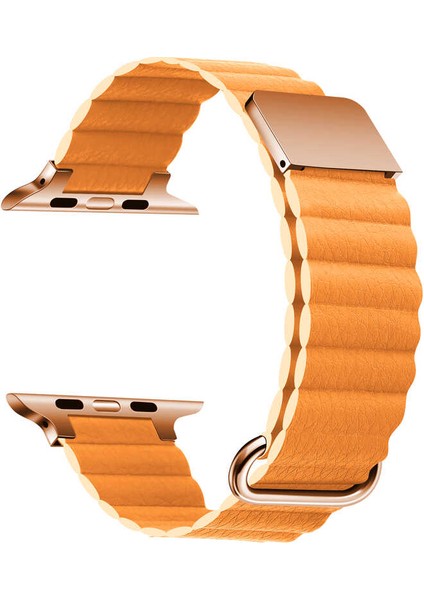 ​​​watch 42MM Uyumlu Krd-78 Pu Deri Kordon Strap Kayış Zore - Turuncu