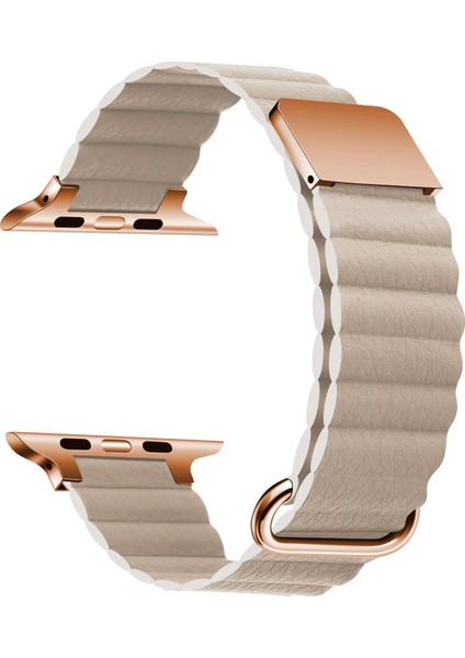 ​​​watch 42MM Uyumlu Krd-78 Pu Deri Kordon Strap Kayış Zore - Krem