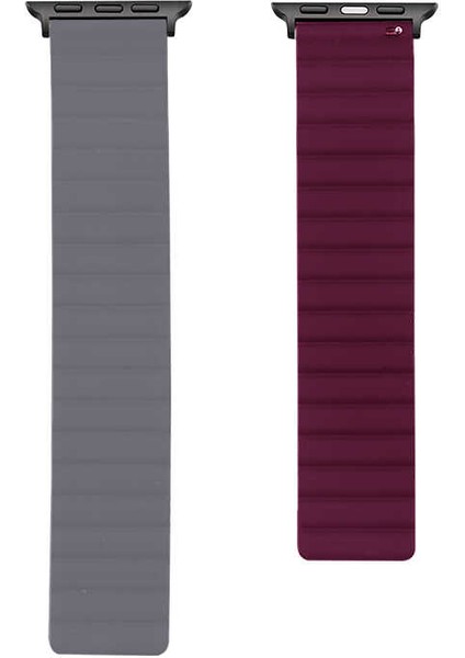​​​watch 7 41MM Uyumlu Krd-52 Kordon Zore - Gri-Kırmızı