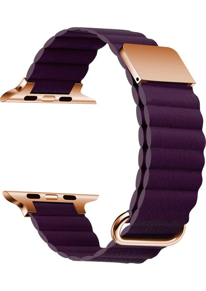 ​​​watch 44MM Uyumlu Krd-78 Pu Deri Kordon Strap Kayış Zore - Mürdüm
