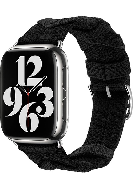 Watch 38MM Uyumlu Zore - Krd-97 Sarmal Örgü Tasarımlı Kordon-Koyu Siyah