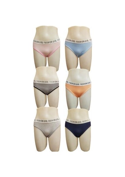 6lı Paket Kadın Fasion Girl Yazılı Bikini Külot