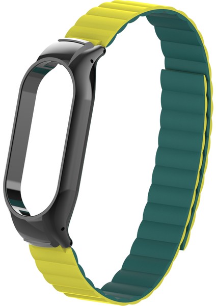 Xiaomi Mi Band 7 Uyumlu Krd-69 Kordon Zore - Koyu Yeşil-Sarı