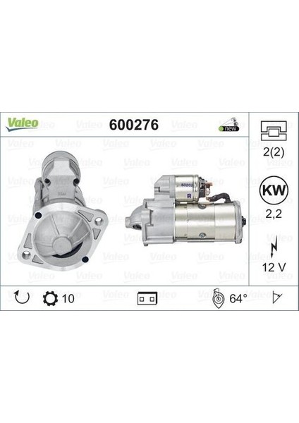 600276 Marş Motoru 12V 2.2kw 10DIS L200 Cr 2.5 2005 2015 L300 2.5 1993 2008 Mitsubishi Tip 3610042300