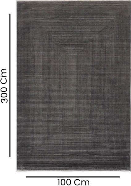 Soho Chrome Charcoal Modern Oturma ve Salon Halısı - Gri - 100 x 300 cm