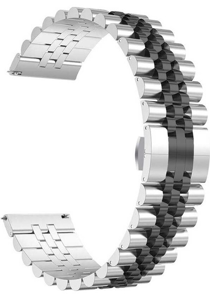 Huawei Watch Gt 3 46MM Uyumlu Krd-36 Metal Kordon Zore - Gümüş-Siyah