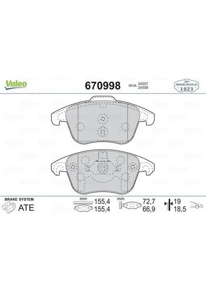 670998 Ön Fren Balatası 2008 II-208 II-3008 5008 C4 Iı Ds4 Ds5 C4 Picasso 2.0hdı 16V 138PS 10 06 EP6CDT 4254.77
