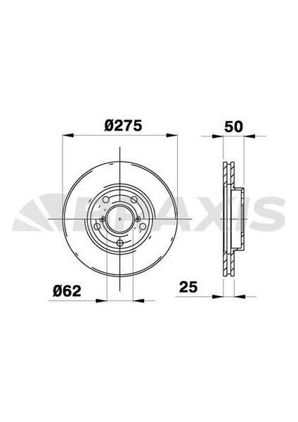 AE0183 Ön Fren Disk (Aynası) Havalı Toyota Rav4 00-05 (275X5) 4351242032