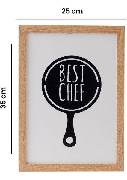 Best Chef Ahşap Çerçeveli Tablo - Beyaz - 25 x 35 cm