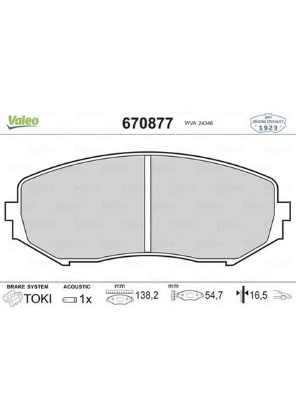 670877 Ön Fren Balatası Suzuki Grand Vitara 2.0 1.9ddıs 10 05- 5520065J00