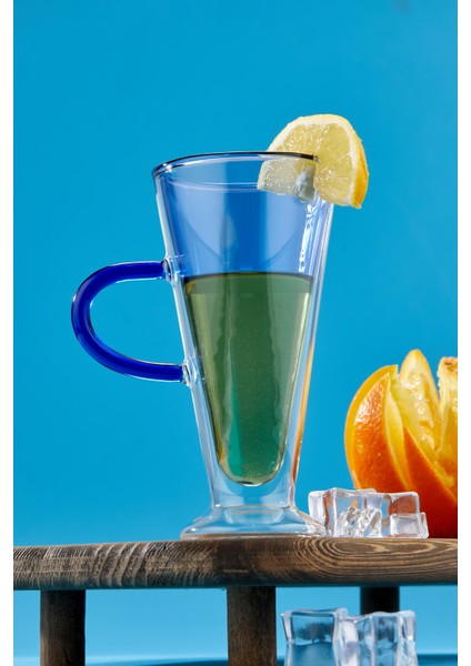 230 ml Çift Cidarlı Ayaklı Cam Kupa | Şık ve Ergonomik Tasarım