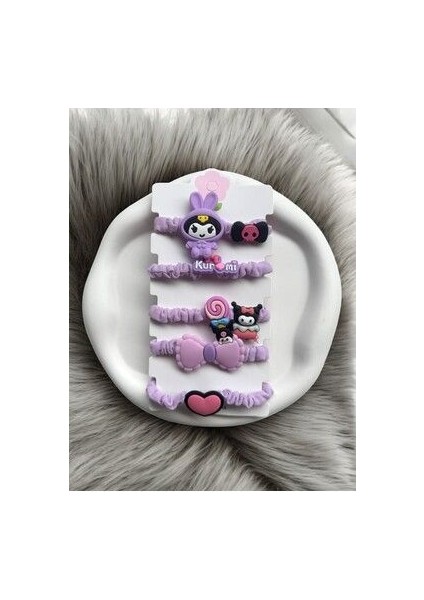 Kuromi Simit Lastik Toka 5 Adet - Kuromi Lastikli Simit Toka Renkli 5li Set