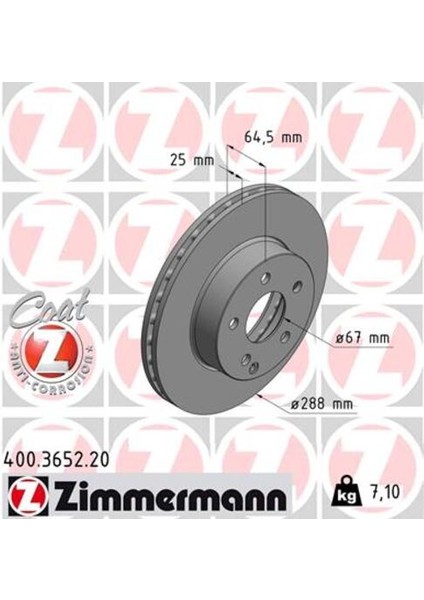 400.3652.20 Fren Diski Ön Mercedes C-Serisi W204 S204 C204 A0004211912