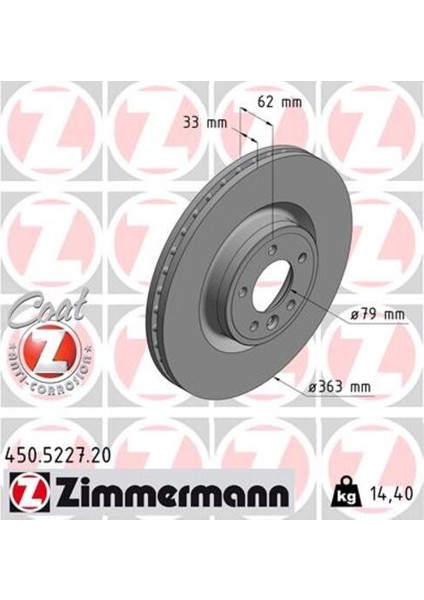 450.5227.20 Fren Diski Ön 19 Inç Range Rover Sport 2 L494 13 16 Range Rover 4 Vogue L405 12 Discovery 5 L462 16 LR098967