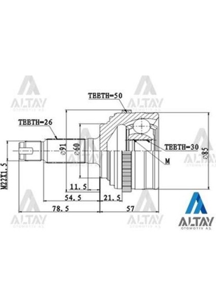 01754 Aks Kafası Diş Civic 06-11 Fd6 Abs'li 26X60X30 44014SNA000
