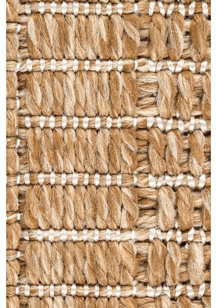 G6007 Bej Halı Kilim Salon Mutfak Koridor Yolluk Jüt Hasır Görünümlü Dokuma Makine Halı