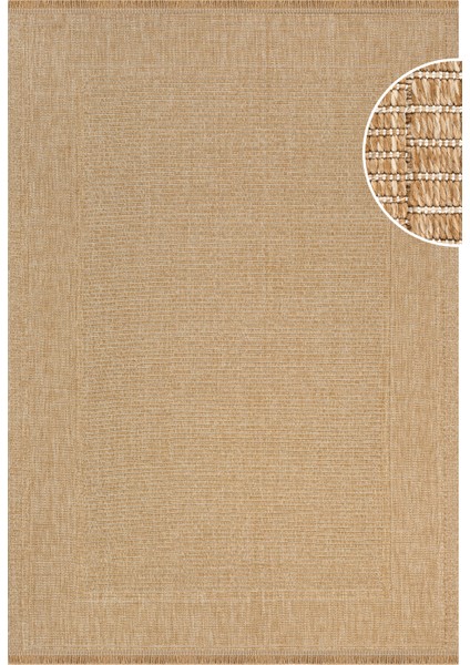 G6007 Bej Halı Kilim Salon Mutfak Koridor Yolluk Jüt Hasır Görünümlü Dokuma Makine Halı