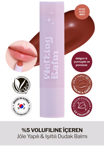 %5 Volufiline ile Dudak Dolgunlaştırıcı ve Nemlendirici Balm Derma Factory Glow Melting Balm