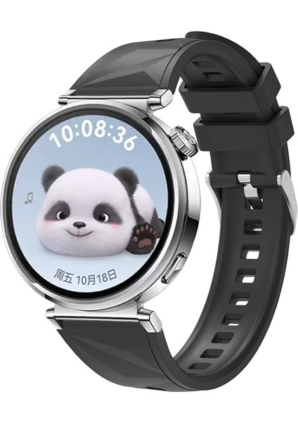 Huawei Gt4 41MM Uyumlu Zore KRD-129 18MM Silikon Kordon Strap Kayış-Siyah