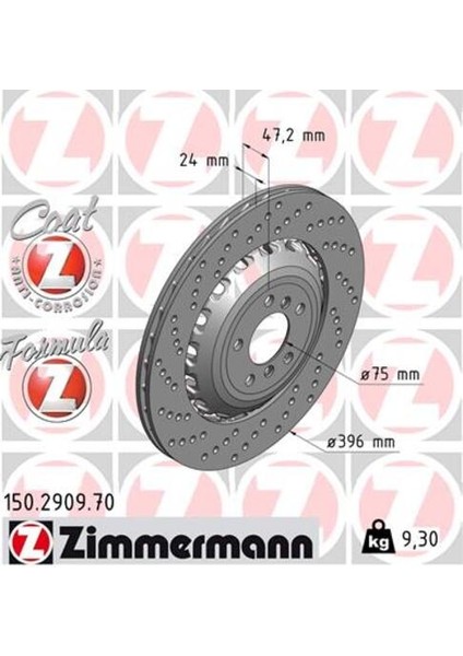 150.2909.70 Fren Diski Arka Sol Bmw M5 F10 M6 F12 F13 F06 Havalı Delikli Çift Parçalı 34112284103