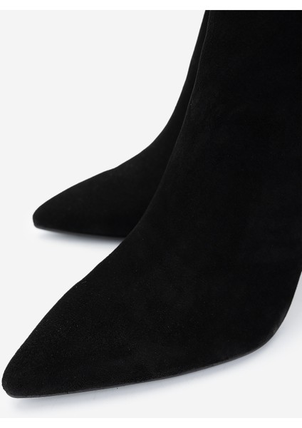 Kadın Deri Siyah Süet Topuklu Bot 820 395 Bn Bot SK24-25 Sıyah Suet modelleri