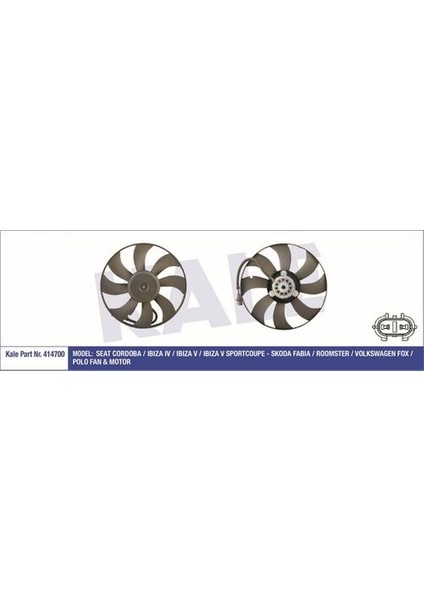 414700 Fan Motoru 250 60W 394MM Cordoba Ibiza ıv Ibiza v Ibiza v Fabia Roomster 6Q0959455N
