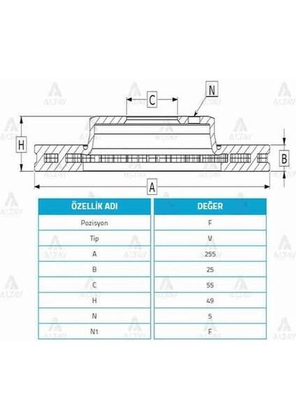 03675 Fren Diski Corona 93-97 AT191 Celica 93-99 Ön Havalı 255-5 4351220470