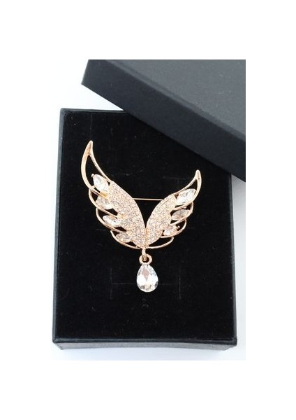 Melek Kanadı Broş. Pırlanta Taşlı Gold Melek Kanadı Broş. Yaka Iğnesi Broş. Kadın Broş. Broş fiyatları