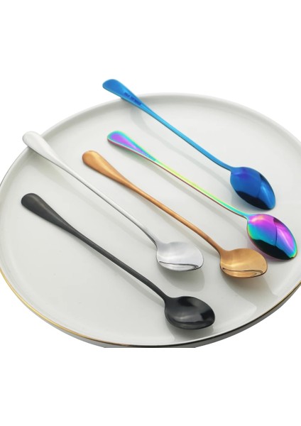 Çoklu Stil 4 Adet Gökkuşağı Uzun Saplı Çay Kaşığı Suyu Kahve Karıştırma Çatal Seti Paslanmaz Çelik Kahve Kaşığı Mutfak Sıcak Içme Sofra Takımı (Yurt Dışından) fırsatları