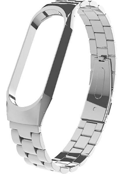 Xiaomi Mi Band 5 Uyumlu Krd-04 Metal Kordon Zore - Gümüş