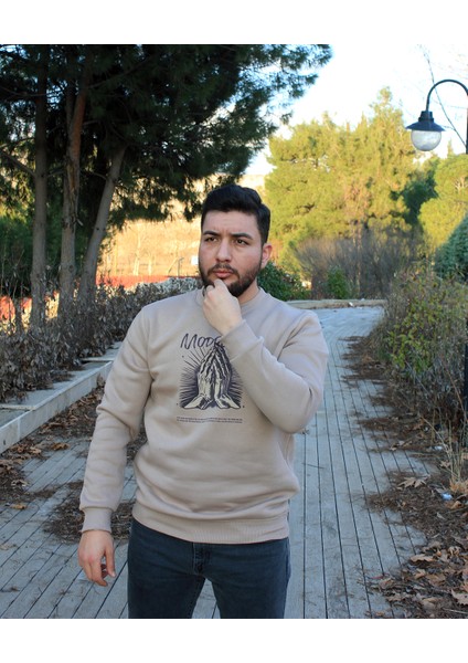 Unisex Relax Fit Rahat Kesim Pamuklu Içi Polarlı Sweatshirt