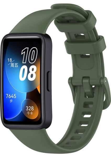 Huawei Band 8 Uyumlu Klasik Kordon Zore - Koyu Yeşil