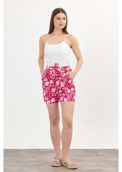 4356A Çiçek Desenli Şort Fuşya fiyatları