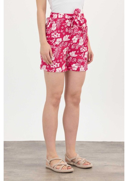 4356A Çiçek Desenli Şort Fuşya indirimleri