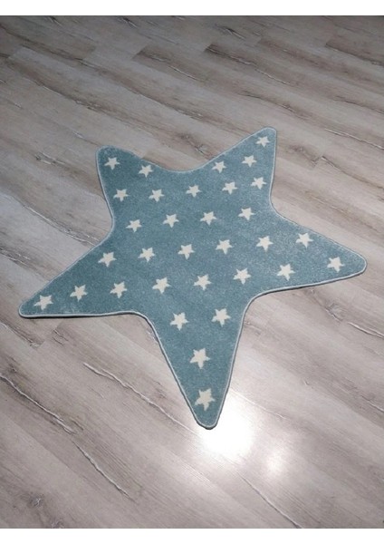 Antialerjik Çocuk Halısı KDS14 Mavi Yıldız Şekli 120 x 120 cm