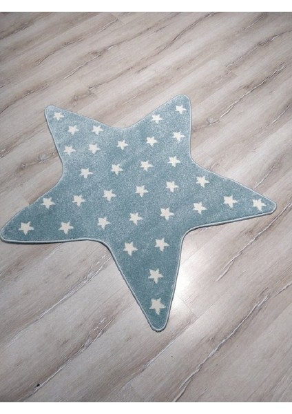 Antialerjik Çocuk Halısı KDS14 Mavi Yıldız Şekli 120 x 120 cm
