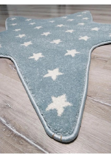 Antialerjik Çocuk Halısı KDS14 Mavi Yıldız Şekli 120 x 120 cm