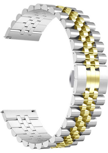 Xiaomi Amazfit Pace Uyumlu Krd-36 22MM Metal Kordon Zore - Gümüş-Gold
