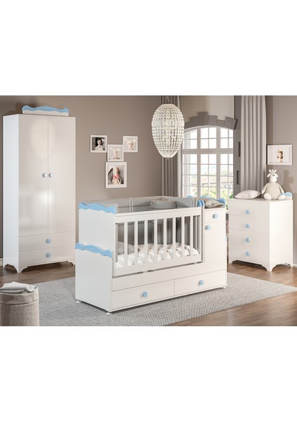 Bby 970 Babysun 2 Kapılı Bebek Odas Takımı Mavi