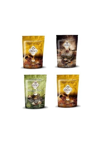 Kahve 4 Lü Set ( 2 Osmanlı Kahve - 1 Menengiç Kahvesi - 1 Dibek Kahvesi )